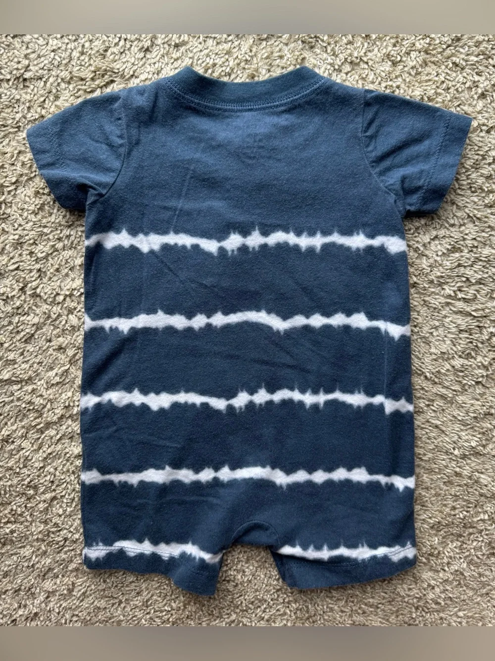 Carter’s Baby Boy Romper 6M Blue Tie Dye Striped Short Sleeve One Piece